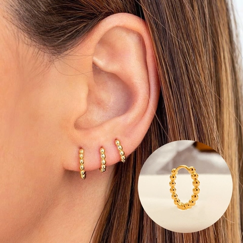 Kraal Oorbellen Koper 18K Verguld Bubbel Textuur Geometrisch Minimalistisch Chique Sieraden Voor Dames