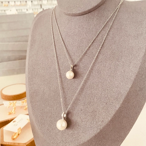 Glass Artificial Pearl Pendant Necklace With Stainless Steel Chain Elegant Minimalist Simple Jewelry For Women