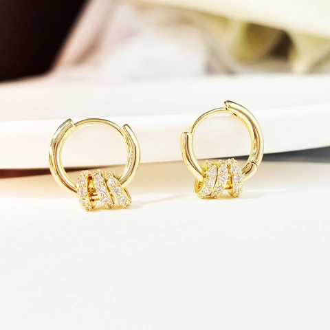 Elegante 14K Vergoldete Kupfer Creolen Mit Mikro Pave Zirkonia Kugelanhänger Zierlicher Schmuck Damen