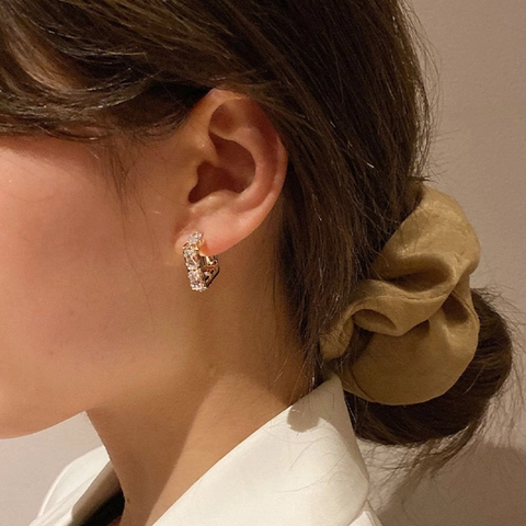 Geometrische Quadratische Creolen Für Frauen Mit 925 Sterling Silber Ohrstecker Kupfer 18K Vergoldet Zirkonia