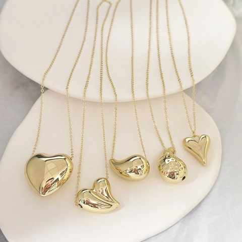 Collana Minimalista Con Pendente A Cuore E Goccia Placcata Oro 14K Acciaio Inossidabile Gioielli Per Donna