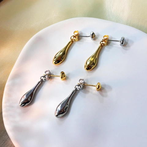Pendientes Gota De Agua Vintage Francés Geométrico Color Contraste Cobre Chapado En Oro 18K Elegante Minimalista Joyería Mujer
