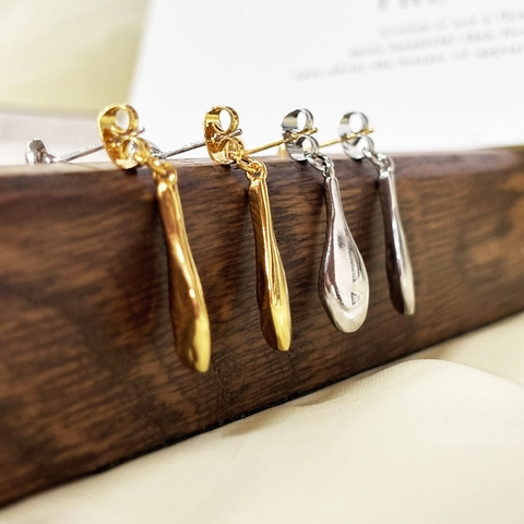 Pendientes Gota De Agua Vintage Francés Geométrico Color Contraste Cobre Chapado En Oro 18K Elegante Minimalista Joyería Mujer
