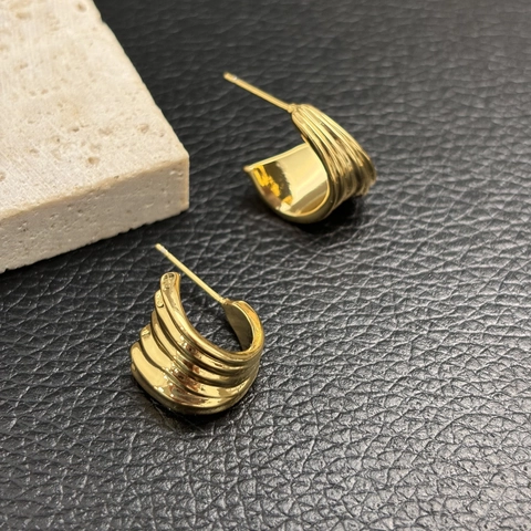 Orecchini A Lobo Geometrici Con Trama A Ventaglio Rame Placcato Oro 18K Stile Minimalista Ins Per Donna Gioielli