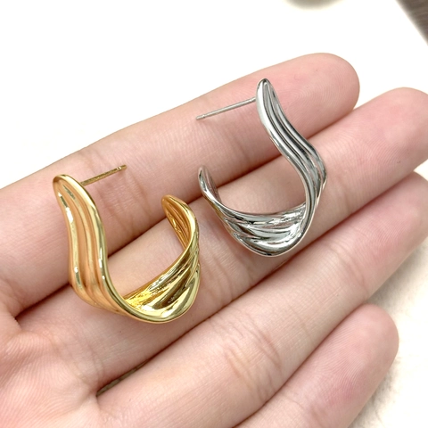 Gedraaide Lint Oorbellen 18K Verguld Koper 925 Sterling Zilveren Oorsteker Minimalistische Sieraden Vrouwen