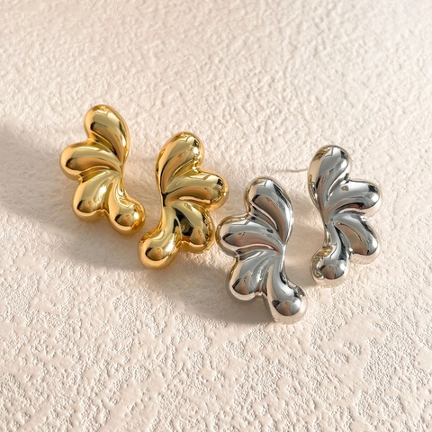 Onregelmatige Abstracte Druppel Oorknopjes Voor Vrouwen Hoogglanzend Koper 18K Verguld Vintage Mode Sieraden