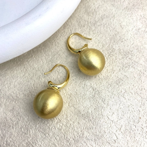 Minimalistische Geborstelde Bal Drop Oorbellen 14K Verguld Koper Geometrisch Mat Sieraden Voor Dames
