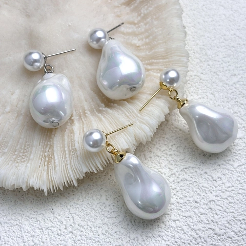 Orecchini Pendenti Con Künstliche Perle Di Imitazione Barocche Irregolari Rame Elegante Con Perno In Argento Sterling 925 Da Donna