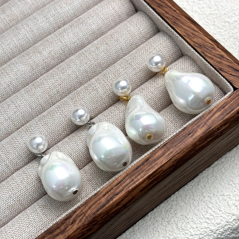 Orecchini Pendenti Con Künstliche Perle Di Imitazione Barocche Irregolari Rame Elegante Con Perno In Argento Sterling 925 Da Donna