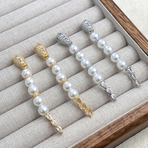 Pendientes Largos De Serpiente Perla Artificial Circonita Cobre Con Poste De Plata Esterlina 925 Elegante Para Mujeres