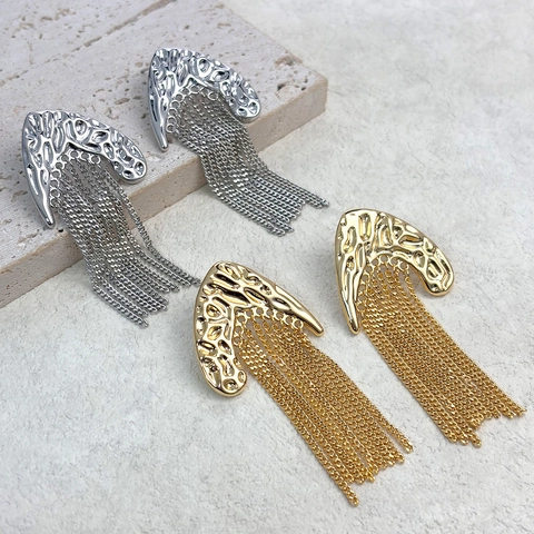 Pendientes De Borla De Cobre Martillado Con Poste De Plata Esterlina 925 Chapados En Oro De 18K Para Mujeres