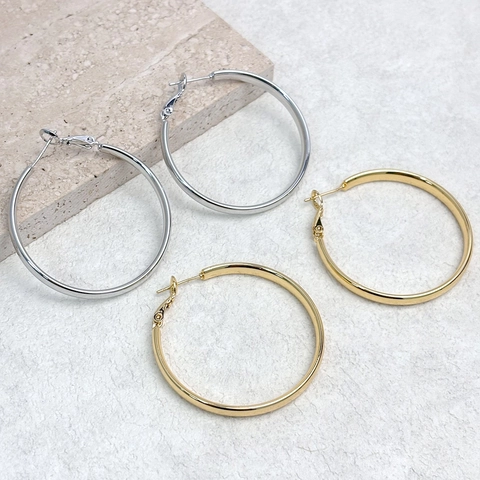 Pendientes De Aro Grandes Geométricos Cobre Chapado En Oro De 18K Con Poste De Plata De Ley 925 Cierre De Bisagra Moda
