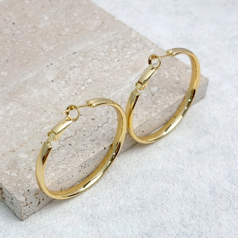 Pendientes De Aro Grandes Geométricos Cobre Chapado En Oro De 18K Con Poste De Plata De Ley 925 Cierre De Bisagra Moda