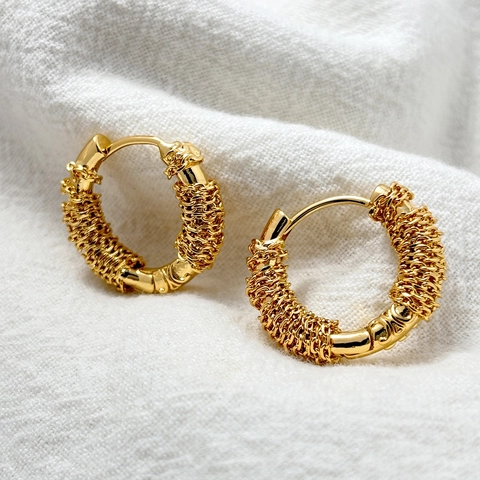 Französische Irreguläre Drahtumwickelte Creolen Für Frauen Kupfer 18K Vergoldet Trendiger Minimalistischer Modeschmuck