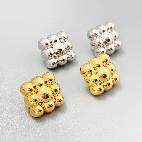 Geometrische Perlen Ohrstecker 925 Sterlingsilber Stecker 18K Vergoldetes Kupfer Bubbly Kugel Cluster Damen