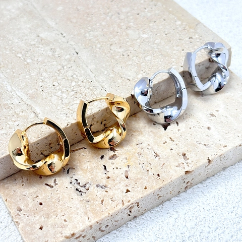 Pendientes De Aro Con Textura De Espiral Retorcida De Cobre Chapado En Oro De 18K Redondos Geométricos Minimalistas Para Mujer