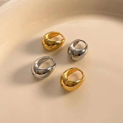 Wasserfall Creolen 18K Vergoldetes Kupfer Klobige Tropfen Minimalistisch Polierter Geometrischer Schmuck Für Damen