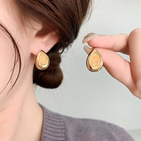 Elegant Water Drop Zirconia Stud Earrings With Silver Earring Post Copper 18K Gold Plated Teardrop Ear Jewelry For Women