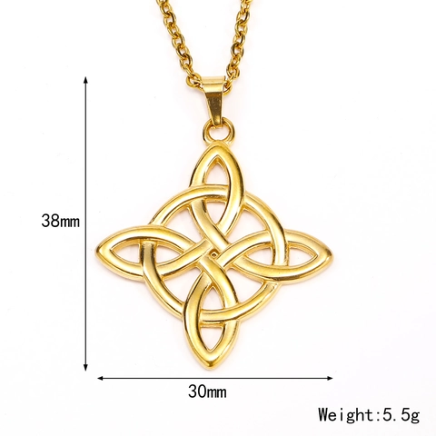 Vintage Edelstahl Gold Keltischer Knoten Anhänger Halskette Hohl Hexe Knoten Kette Halskette Mode Schmuck Geschenk Für Damen