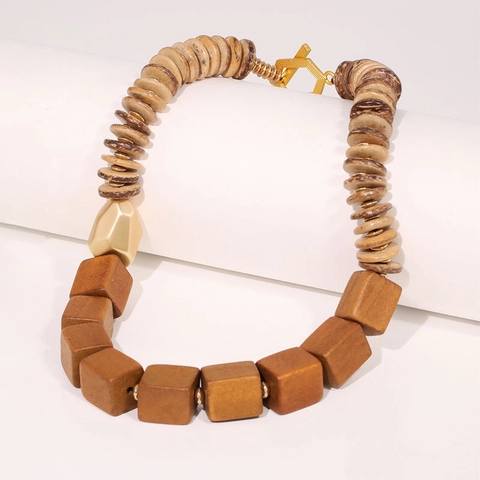 Collana In Perline Di Legno Fatta A Mano E Orecchini Stile Etnico Bohémien Da Donna Gioielli Minimalisti Con Chiusura A Barra