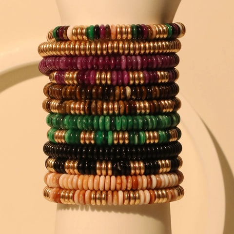 Handgefertigte Boho Mehrlagige Perlenarmbänder Acryl CCB Stapelbare Elastische Schmuck Für Damen Strand Sommer Stil