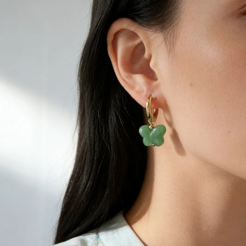 Orecchini A Cerchio Con Farfalla In Acciaio Inossidabile Placcato Oro 18K Pendente In Acrilico Colorato Gioielli Donna