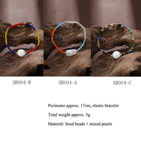 Bracciale Di Perline Colorate Boho Con Perla Artificial Barocca Gioielli Elastici Da Spiaggia Estivi Per Donna Fatti A Mano