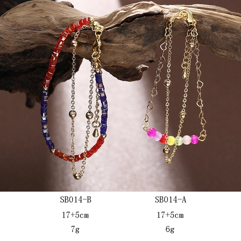 Bracciale A Doppio Strato In Acciaio Inossidabile Perle Di Cristallo Colorate Maglia A Cuore Catena Regolabile Gioielli Per Donne