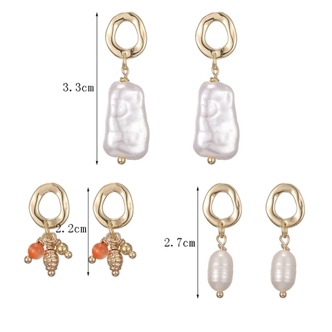 Pendientes Colgantes Geométricos De Perlas Barrocas De Agua Dulce Con Poste De Plata Joyería Vintage Para Mujer