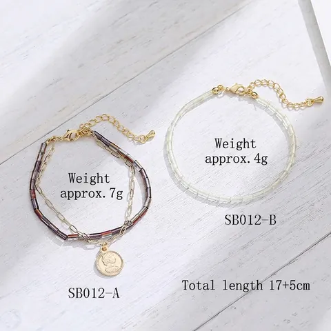 Bracciale Doppio Strato Con Pendente Moneta Rame Rilievo Ritratto Perline Vetro Cangianti Stile Bohemien Vintage Regolabile