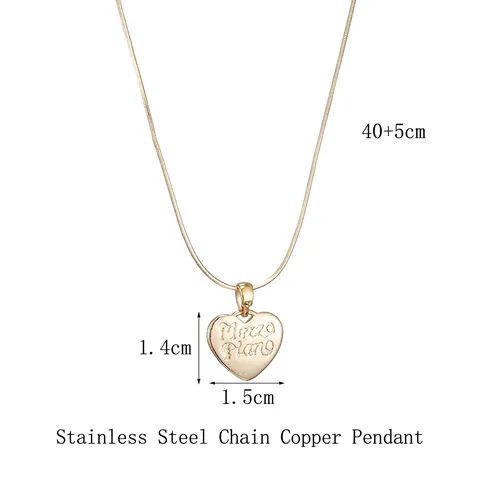 Collar Con Colgante De Corazón De Acero Inoxidable Cadena De Serpiente En Capas Letra Grabada Joyería Retro Vintage Para Mujer