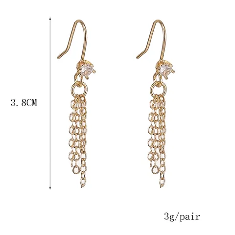 Orecchini A Nappa In Rame Zircone Catena Lunga Geometrica Lusso Elegante Minimalista Gioielli Per Donne
