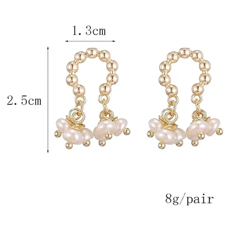 Pendientes Colgantes De Perlas De Agua Dulce Barrocas Con Poste De Plata Cobre Chapado En Oro Joyería Elegante Para Mujeres