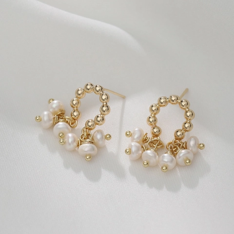 Pendientes Colgantes De Perlas De Agua Dulce Barrocas Con Poste De Plata Cobre Chapado En Oro Joyería Elegante Para Mujeres