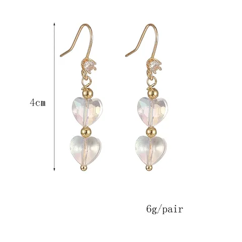 Französisch Retro Romantische Kupfer Tropfenohrringe Mit Irisierenden Herzperlen Und Zirkon Für Frauen Schmuck