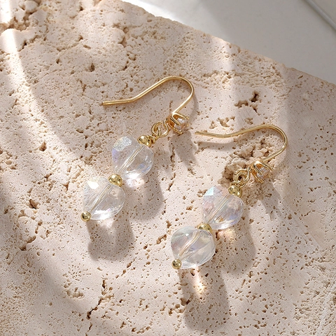 Französisch Retro Romantische Kupfer Tropfenohrringe Mit Irisierenden Herzperlen Und Zirkon Für Frauen Schmuck