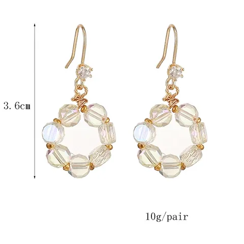 Kupfer Hoop Drop Ohrringe Mit Klaren Facettierten Kristallperlen Und Zirkon Vergoldet Luxus Geometrischer Schmuck Damen