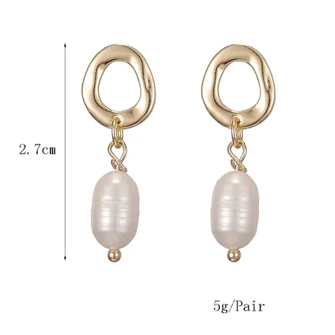 Artificial Baroque Pearl Drop Earrings Irregular Gold Plated Copper With 925 Sterling Silver Earring Post French Minimalist Women