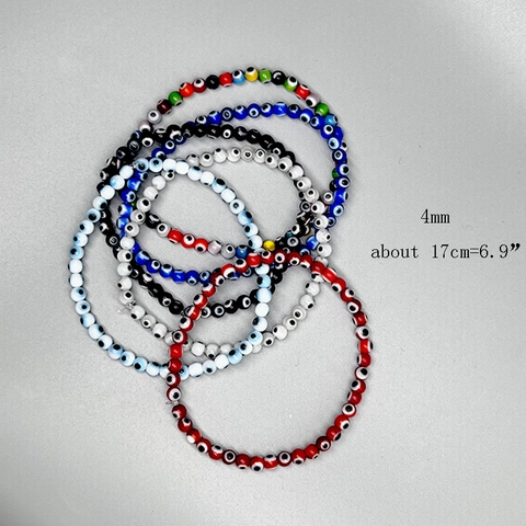 Evil Eye Beaded Bracelet Glass Lampwork Stretch Protective Boho Ethnic Jewelry For Men