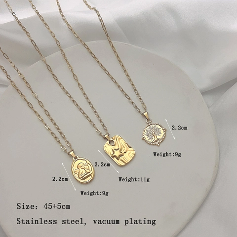 Collana Pendente Albero Della Vita Cupido Acciaio Inossidabile Placcato Oro 18K Catena Graffetta Gioielli Vintage