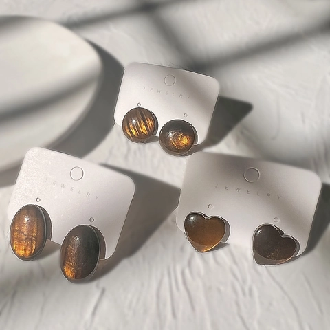 Vintage Hart Ronde Ovale Oorknopjes Roestvrij Staal Hars Amber Zonnesteen Effect Minimalistische Mode Sieraden Voor Vrouwen