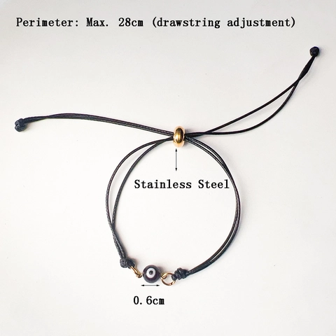 Bracciale In Corda Intrecciata Regolabile Malocchio Turco Perline In Acciaio Inossidabile Gioielli Di Protezione Etnici