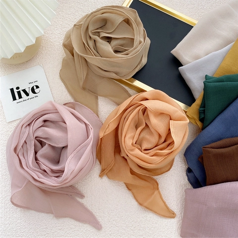 Women's Solid Color Polyester Diamond Scarf Fashion Korean Style Light Breathable Scarf For Summer Daily Travel Accessory