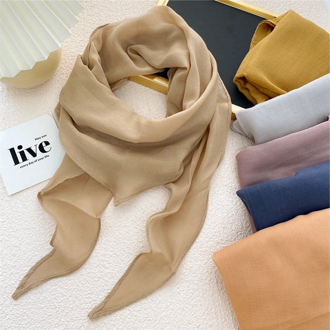 Women's Solid Color Polyester Diamond Scarf Fashion Korean Style Light Breathable Scarf For Summer Daily Travel Accessory