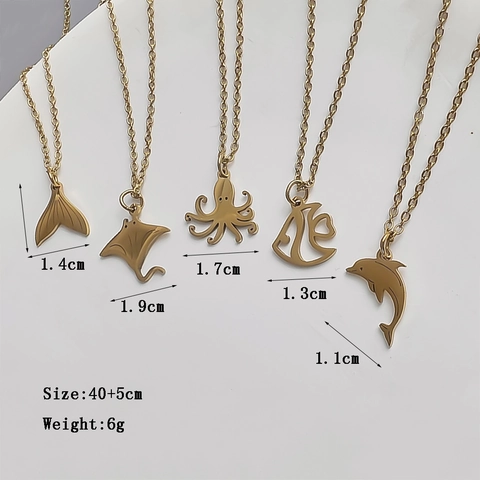 Collar Con Colgante De Animales Marinos Del Océano Acero Inoxidable Chapado En Oro De 18K Moda Minimalista Para Mujer