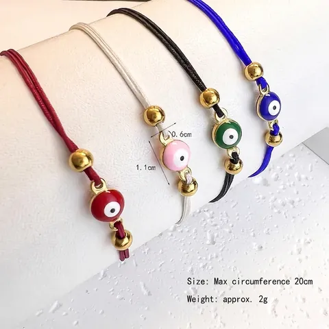 Bracciale Malocchio Corda Intrecciata A Mano Regolabile Amuleto Portafortuna Boemo Occhio Turco Per Donne Uomini Perline Lega
