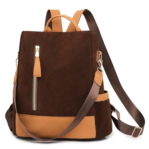 Damen Mode Multifunktionaler Anti-Diebstahl Rucksack Splicing Nylon PU Große Kapazität Reise Umhängetasche Casual Mommy Rucksack