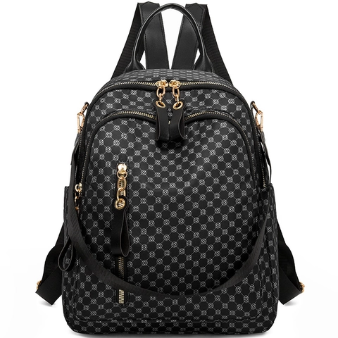 Zaino Vintage Da Donna Moda Pelle PU Tessuto Oxford Grande Capacità Borsa Da Viaggio Impermeabile Tasche Multiple