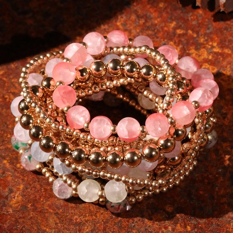 Multi-Layer Beaded Bracelets Stackable Bohemian Synthetic Crystal Metallic CCB Beads Sweet Fashion Jewelry Women