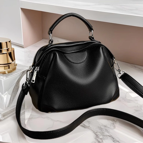Borsa A Mano A Conchiglia In Pelle PU Grana Litchi Da Donna Retro Pendolare Grande Capacità Borsa A Tracolla Con Tracolla Staccabile